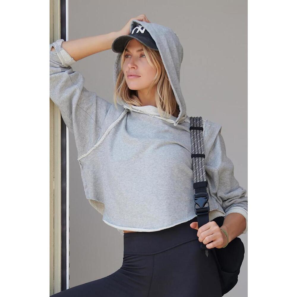 Free People Second Position Cotton Hoodie‎ Grey SMALL